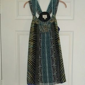 ECI Flowy Lined Tank w/ Beaded Artwork Front/Back